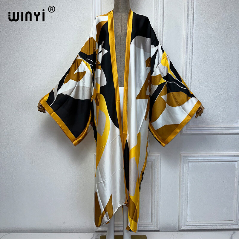 WINYI-vestido de quimono africano para mulheres, moda praia, vestido maxi, blogueiros recomendados, Cardigans, encobrimento de praia, Dubai, luxo, verão