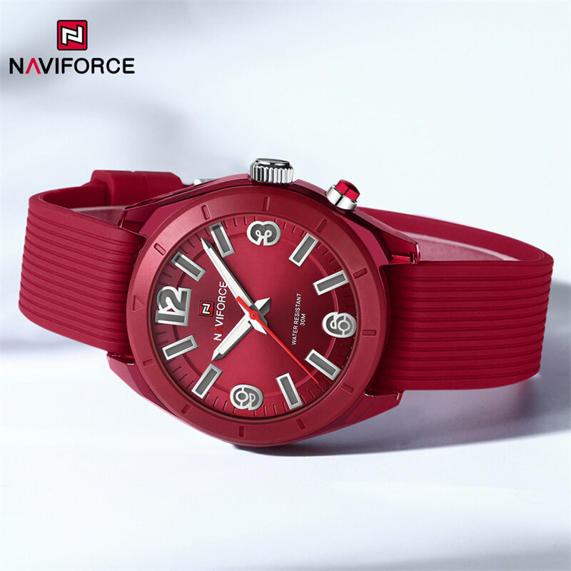 NAVIFORCE nowy Design modny damski zegarek na rękę wysokiej jakości wodoodporny silikonowy damski zegarek kwarcowy Dress Casual damski zegar