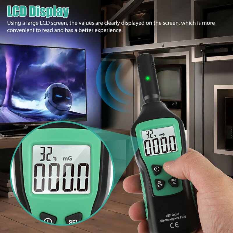 LCD Detector De Radiação Eletromagnética, Dosímetro, Medidor EMF, Alta Precisão Wave Tester, Monitor Doméstico
