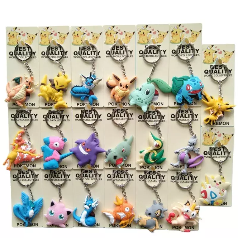 Porte-clés en alliage de silicone Pokémon Anime Marowak, Abra, Gengar, Ponyta, Porygon, accessoires de sac, pendentif, cadeaux d'anniversaire
