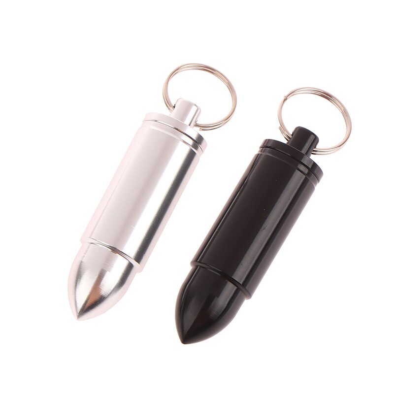 Bullet Waterproof Metal Keychain Outdoor Portable Medicine Bottle Keychain Storage Sealed First-Aid Medicine Bottle Wholesale