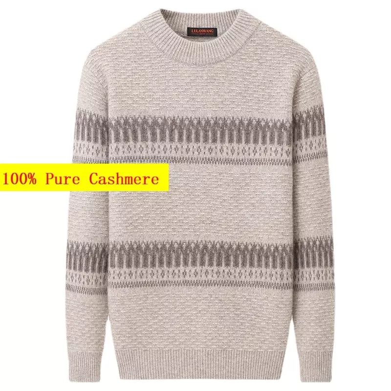 Pullover rajut pria, Sweater kasmir murni leher bulat tebal kasual musim gugur dan dingin 100% ukuran XS-4XL 5XL