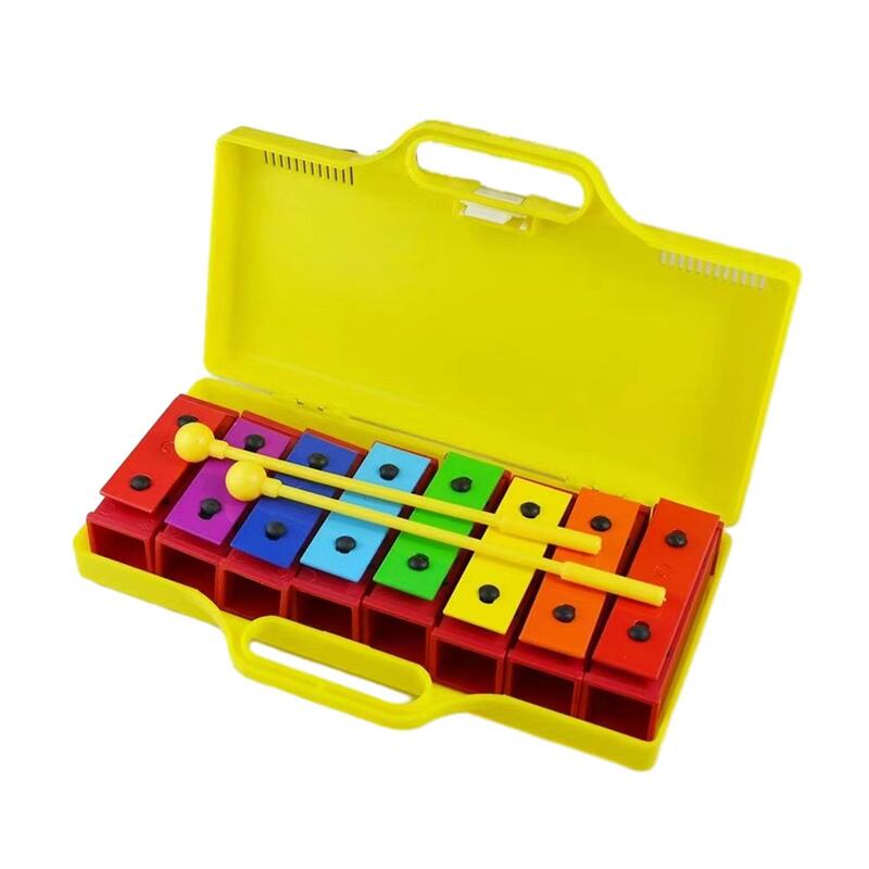Xylophone dengan kotak hadiah Hari Valentine permukaan halus kunci logam prasekolah pengajaran musik 8 catatan Glockenspiel Xylophone