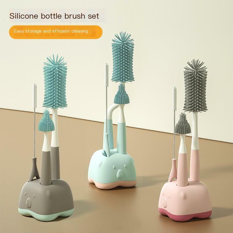 Baby Pacifier Brush 2pcs Silicone Baby Bottle Cleaning Brush Set Baby Pacifier Straw Scrubber Brush 360 Glass Cup Cleaning Tool