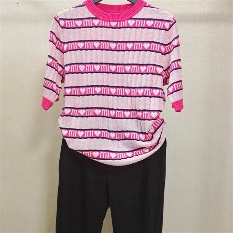 Suéter con estampado de corazón para mujer, ropa de estilo coreano con cuello redondo, jerséis holgados para primavera y verano, 2021