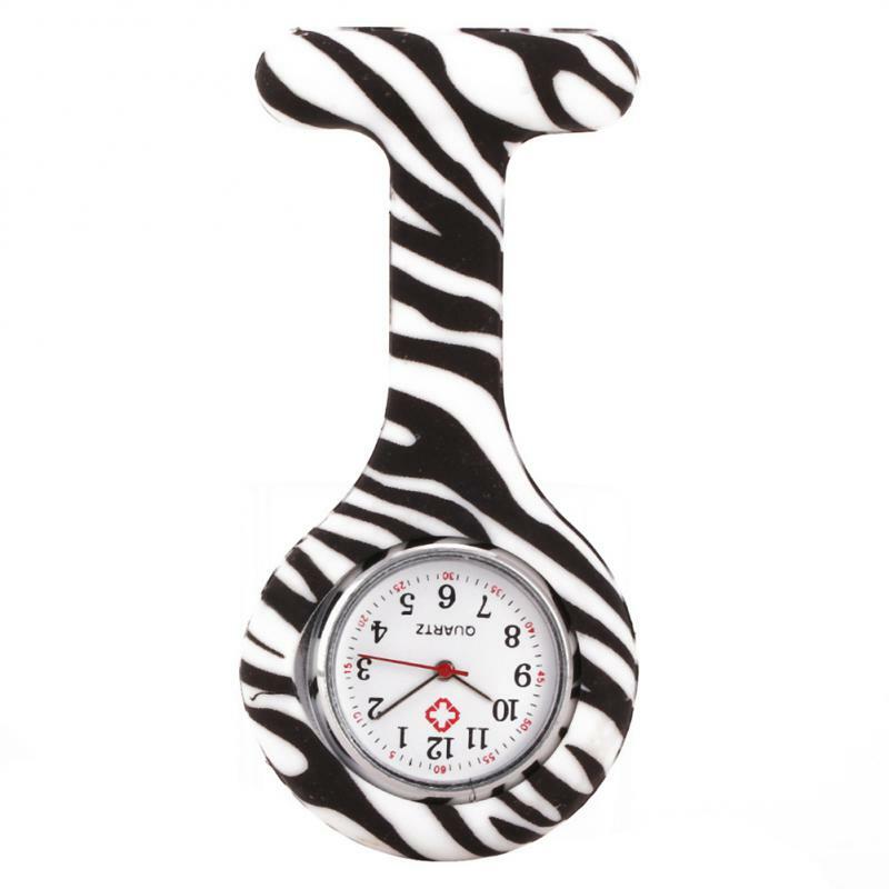 1 szt. Przenośny kieszonkowy zegarek modny nadruk kieszonkowy modny zegarek pielęgniarka zegarek modny silikonowy zegarek dla pielęgniarki broszka