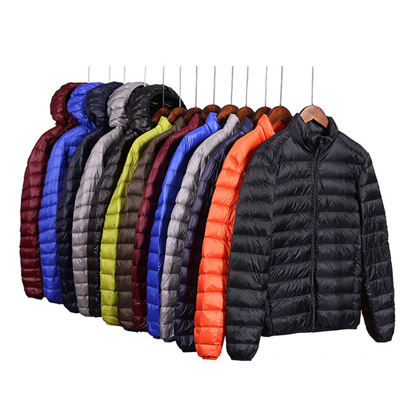 Down Jacket Ultra Lightweight Packable Thin Cotton Water And Wind-Resistant Breathable Coat Big Size Men Hoodies Jackets