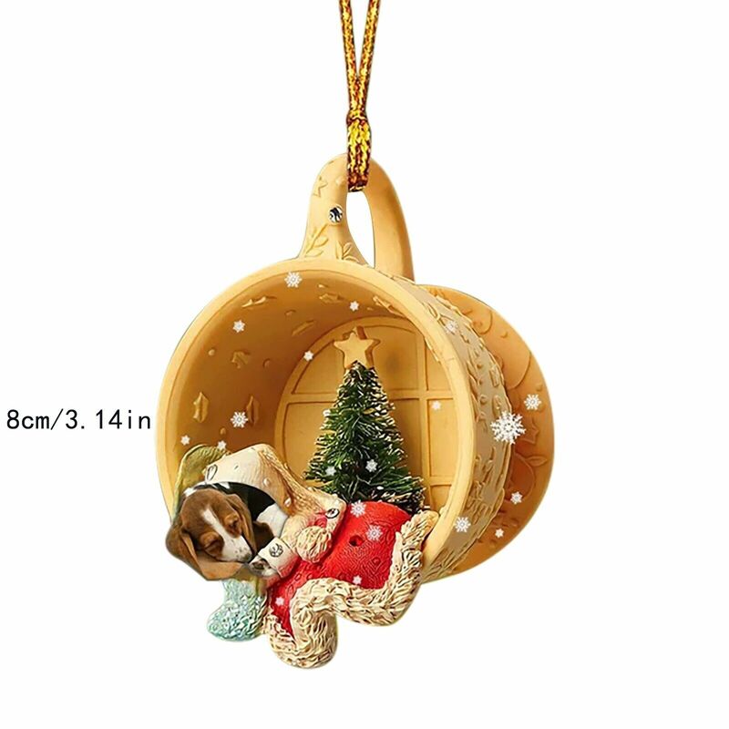 2023 Christmas Tree Pendant Cute Puppy Acrylic Dog Keychain Ornament New Year Festive Party Supplies Room Decoration Xmas Gift