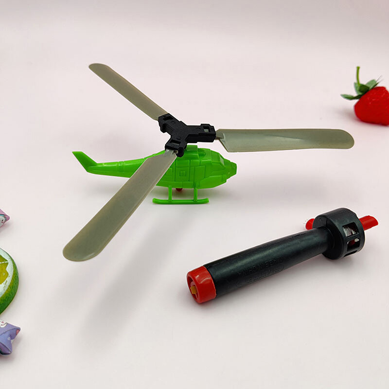 Mainan helikopter, mainan helikopter permainan pendidikan tali tarik helikopter luar ruangan, mainan serut kebebasan terbang untuk hadiah anak-anak 1 buah