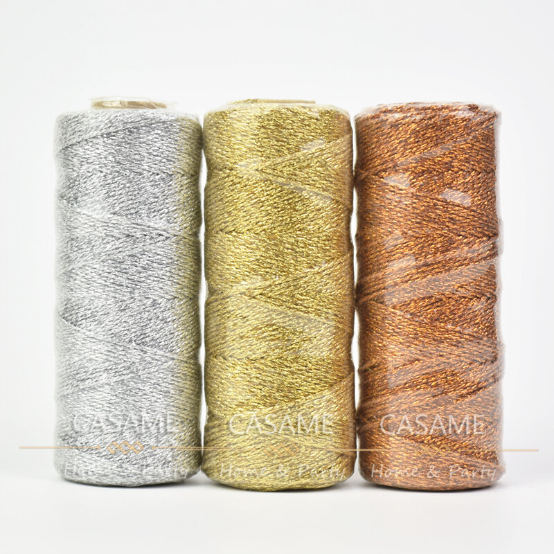 1pcs 12ply 110 yard Gold Foil Metallic Bakers Twine  Gold Silver Sparkly Glitter String Wedding baker twine wrap presents