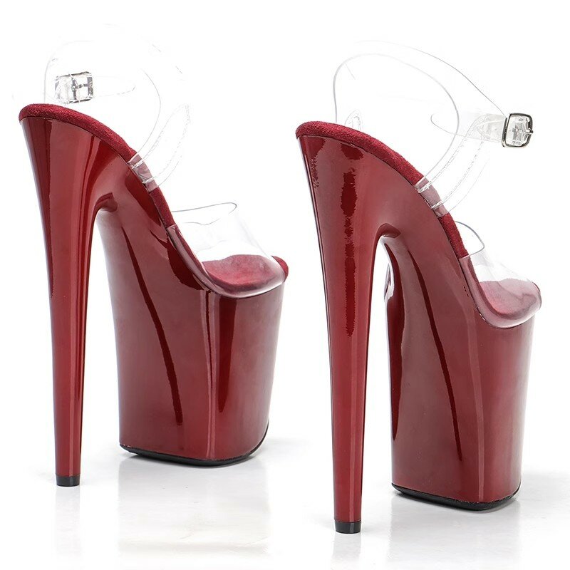 Baru 20CM/8 inci PVC atas seksi eksotis hak tinggi Platform sandal pesta tiang sepatu dansa Model menunjukkan sandal 143