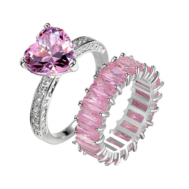 Glamour Geometry Pink Rings Inlaid with Zircon Jewelry for Women Fashion Party Bijoux Girlfriend Surprise Gift Drop Shipping