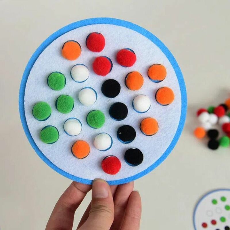 1 set Pompoms Pompoms Color Sorting Matching Game Color Matching Card Tweezers Pompoms Color Early Educational Toys Educational