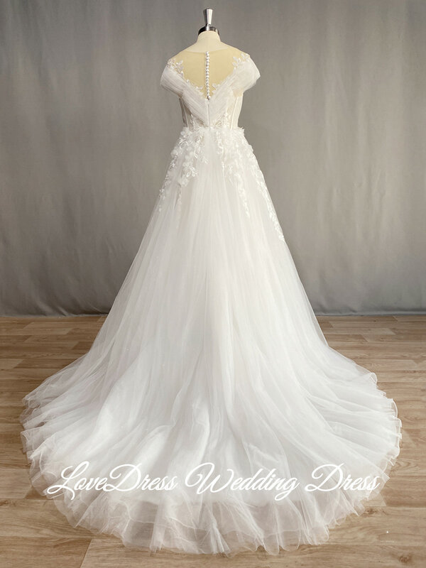LoveDress กระเป๋าชุดบอลชุดแต่งงานชุด3D ดอกไม้ปิดไหล่ชุดเจ้าสาวรถไฟ Weddig ชุดเซ็กซี่ V คอ Robe De mariée