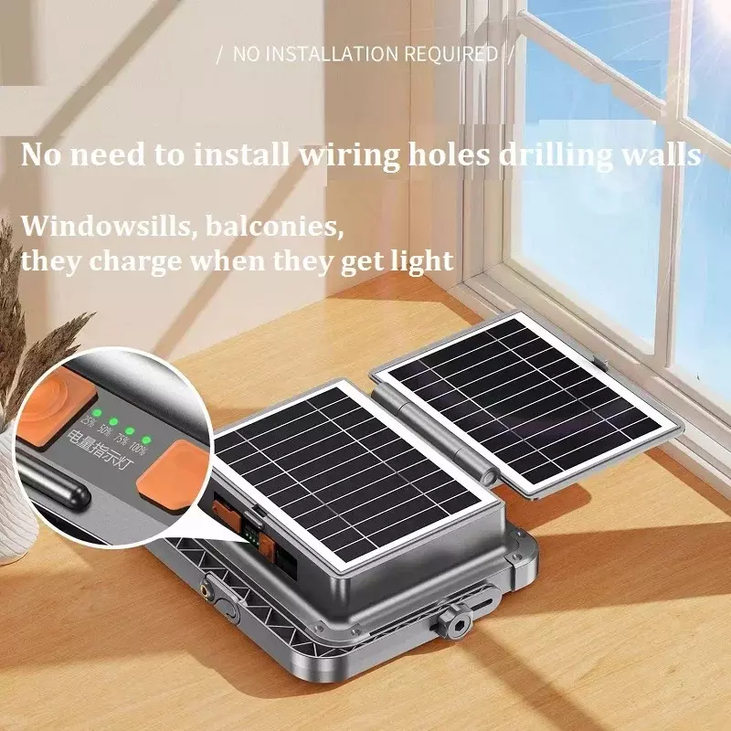Neue Art Doppel paneele Solar tragbare Flutlicht Outdoor IP65 Camping Home Notfall wiederauf ladbare LED-Lampen