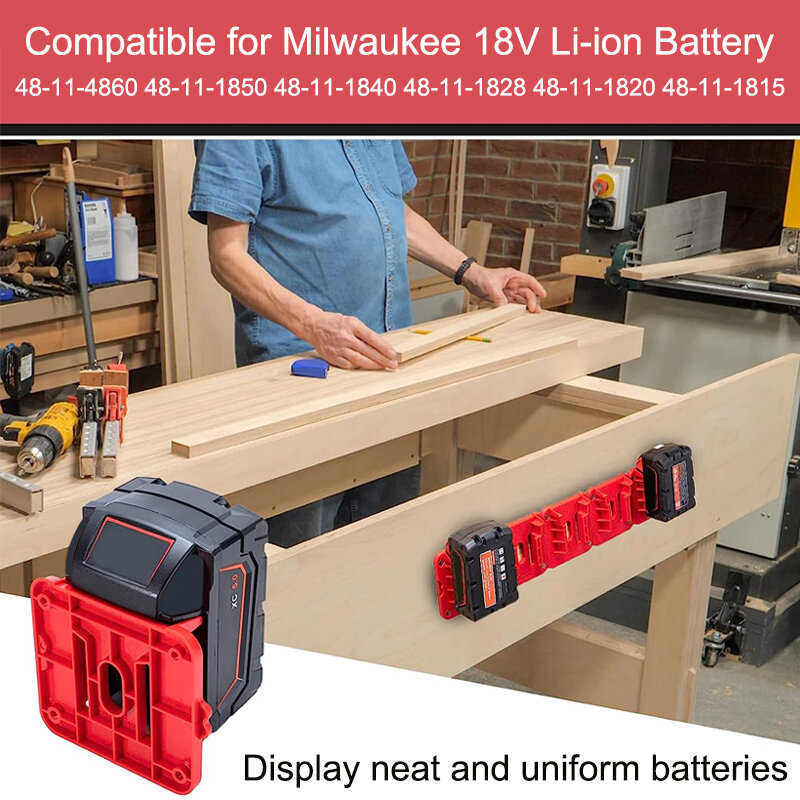 Paquete de soporte de batería para Milwaukee, soporte de base de batería de 18V, apto para 48-11-1815, 48-11-1828, 48-11-1850, paquete de 5