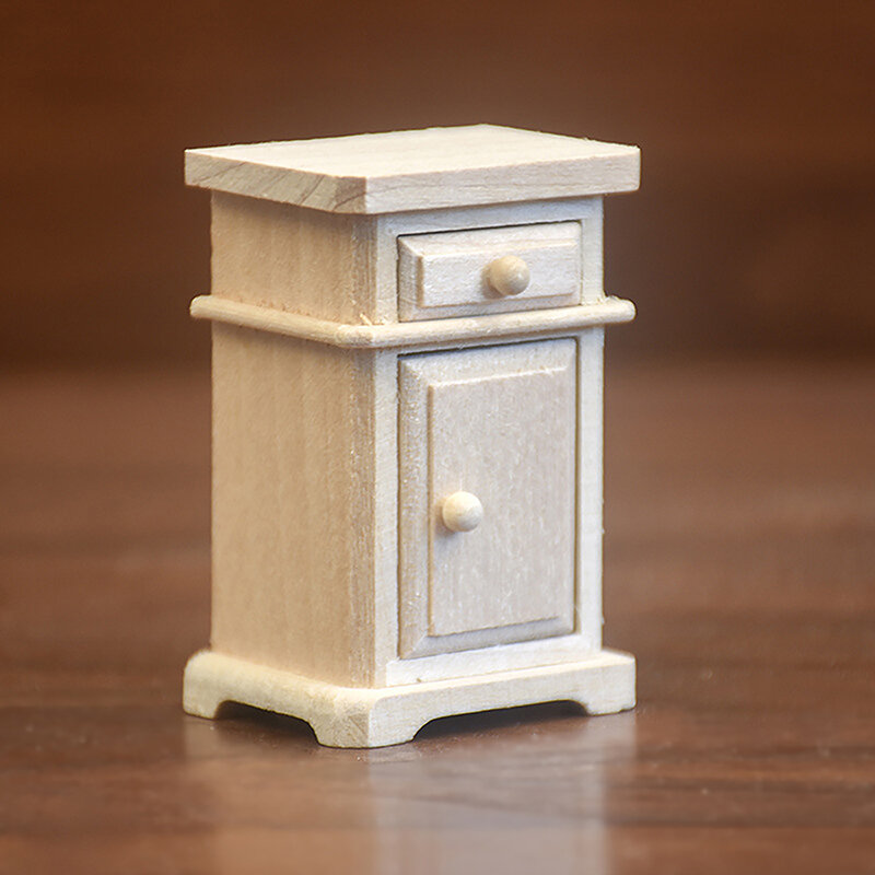 1 buah miniatur rumah boneka, aksesoris dekorasi furnitur rumah boneka meja samping tempat tidur Model kabinet Mini 1/12