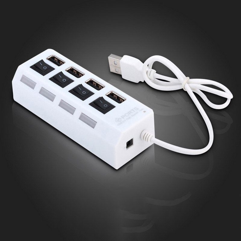 Adaptateur HUB USB 4/7 haute vitesse 2.0 Ports, séparateur USB Multiple avec interrupteur de lampe LED pour PC portable