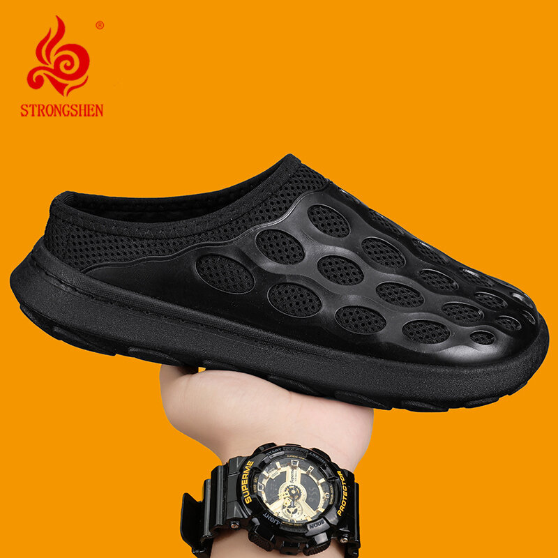 STleargSHEN-Demi-chaussures décontractées pour hommes, pantoufles d'été à enfiler, chaussures en maille respirante, pantoufles évidées douces et confortables