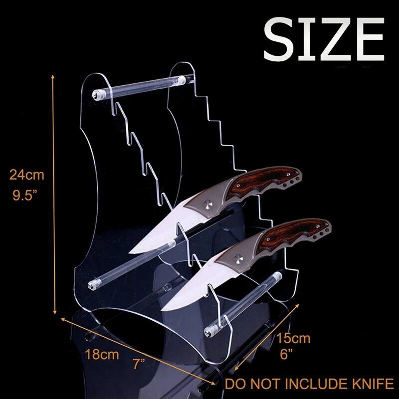 Soportes de exhibición de cuchillos acrílicos de alta resistencia, soporte de caballete para cuchillos de bolsillo, estante para cuchillos de supervivencia de caza, 2 piezas (ocho capas)