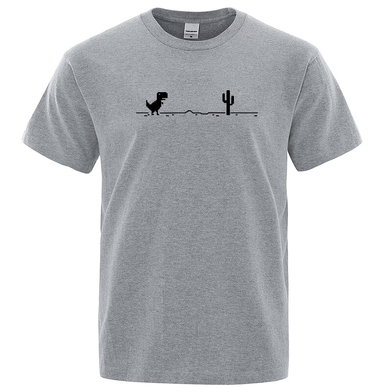Mens T-shirts Printed Dinosaur Cactus Funny Tops Summer Cotton T-shirt for Men Casual O-Neck Tee Shirts Streetwear Basic Top