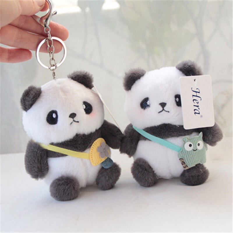 11cm kawaii Panda Anhänger Schlüssel anhänger Plüsch Spielzeug Puppe Anhänger Tasche Dekoration Spielzeug hängen Ornament Schlüssel ring Geschenk für Kinder Kinder