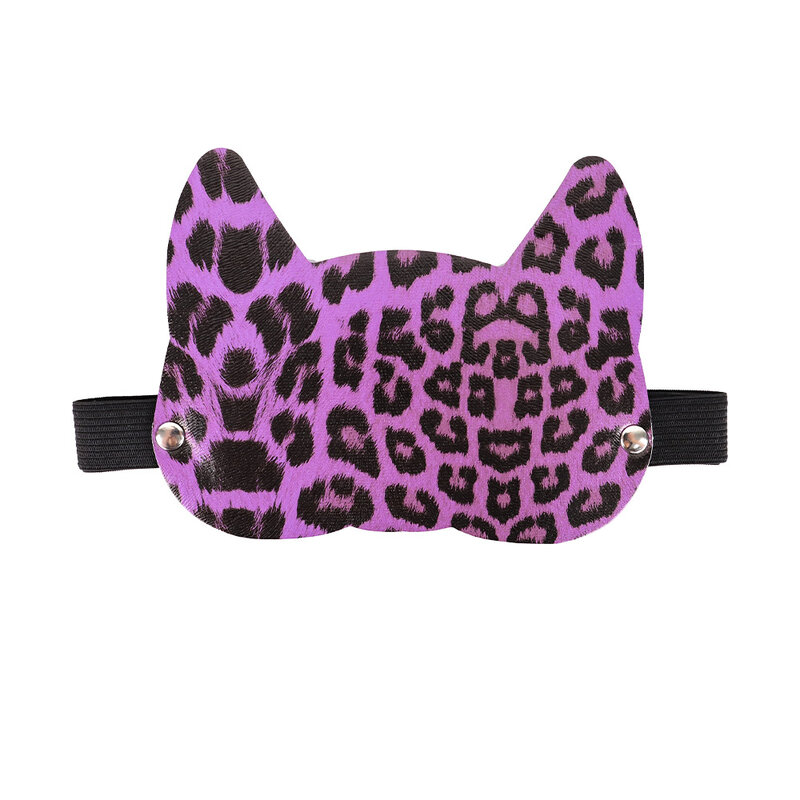 Máscara de Ojos de cuero PU con Forma de cara de gato con estampado de leopardo, banda elástica de felpa, no ajustada, cómoda de llevar, Juguetes sexuales BDSM para adultos para mujeres