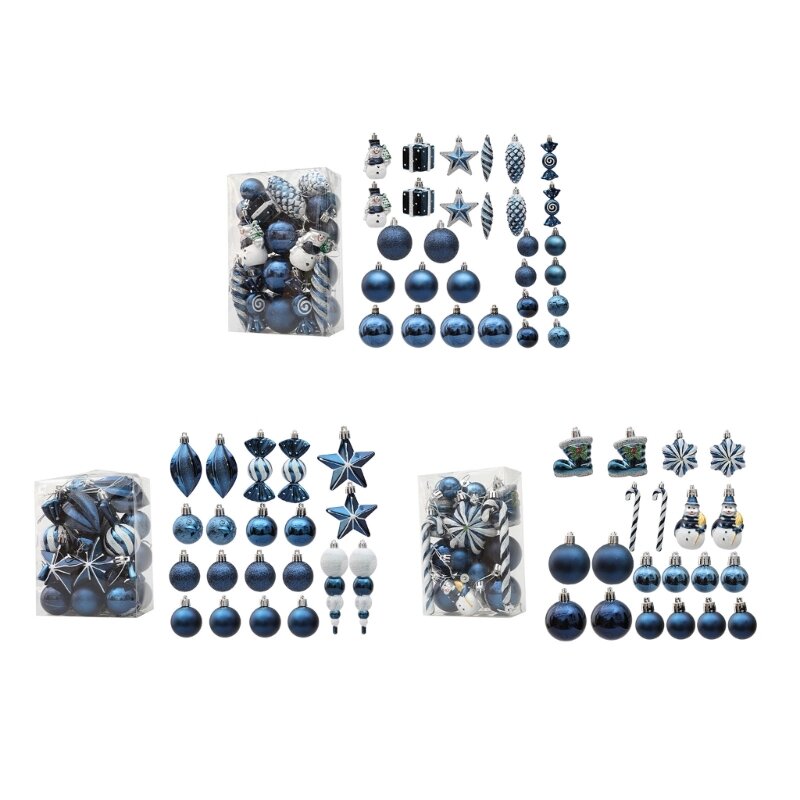 Feestseizoen 29-delige kerstboomversieringen set blauwe ballen sterhangers set M68E