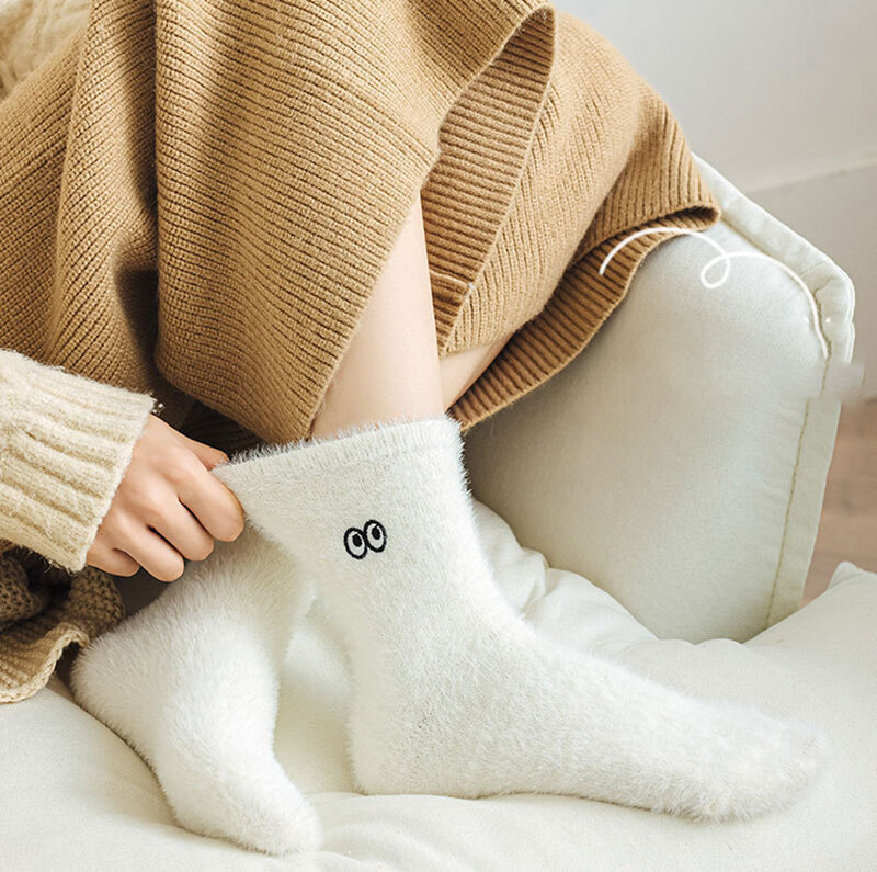 Women Cute Cartoon Soft Fuzzy Socks Winter Warm Fleece Kawaii Casual Plush Socks Fashion Home Floor Sleep Fluffy Sock