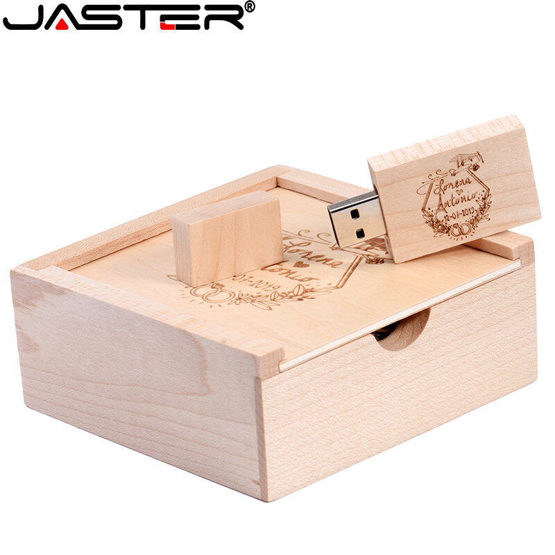 JASTER USB 2.0 (1 sztuk darmowe LOGO) orzech drewniany usb + box pamięć usb pendrive pendrive 4GB 16GB 32GB 64GB prezenty ślubne