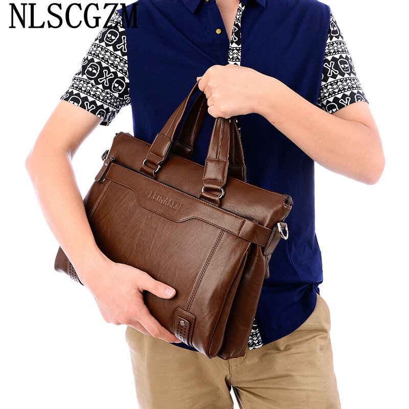 Briefcases Leather Laptop Bag Luxury Brand Office Bags for Men Side Bag for Men Handbag for Men Laptop Handbag сумка для ноубука