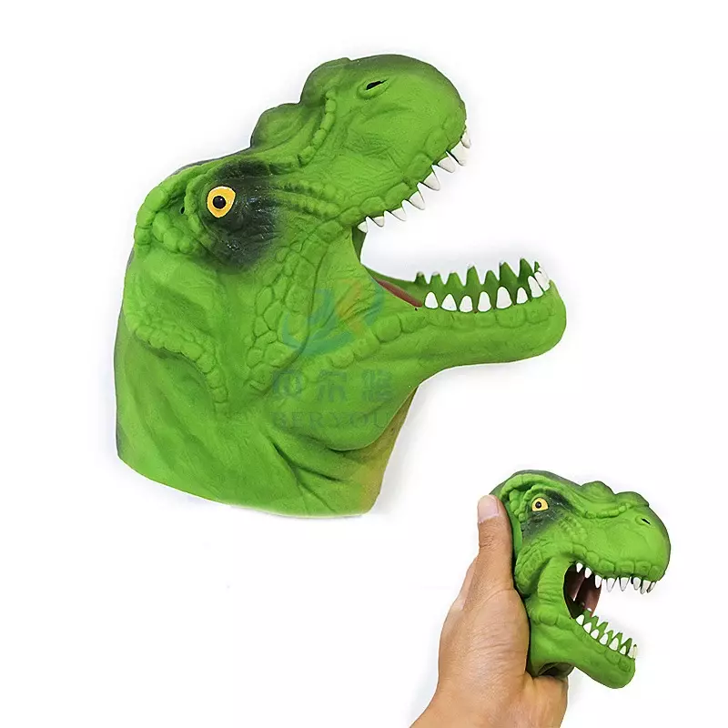 Fantoche de mão de dinossauro de borracha macia, Brinquedos interativos, Tiranossauro Rex Hand Puppet, Horror Props, 1 pc