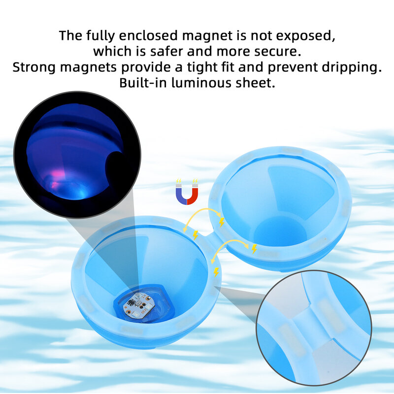 Reusable luminescent silicone magnetic water absorbing ball, quick water filling summer swimming pool toy, with random colors