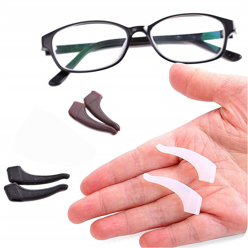 1/ 10 pares de silicone antiderrapante orelha ganchos titular para óculos óculos anti-deslizamento orelha aperto gancho suporte templo gancho