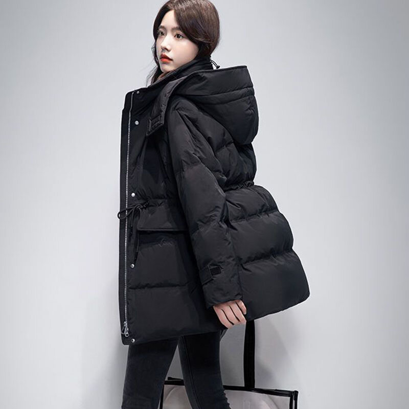Long Down Jacket for Women, 90% White Duck Down Outerwear Female Removable Hooded Parker, Brown Overcoat, Cold Warm, New, Winter