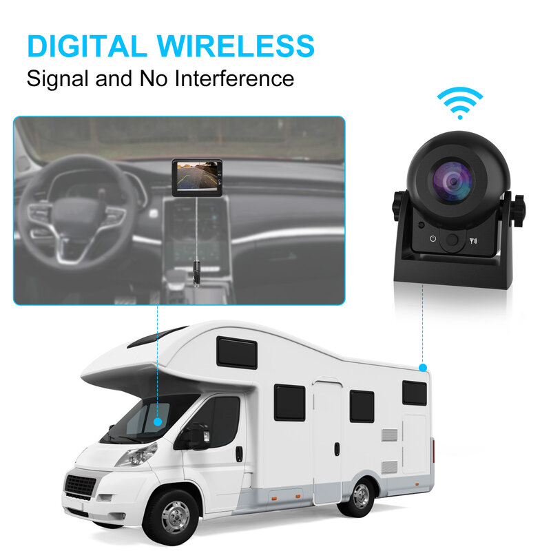 MHCABSR-Kit de câmera reversa sem fio para carro e caminhão, IP68 impermeável carro câmera de visão traseira, 3.5 "LCD ahd Monitor, WiFi