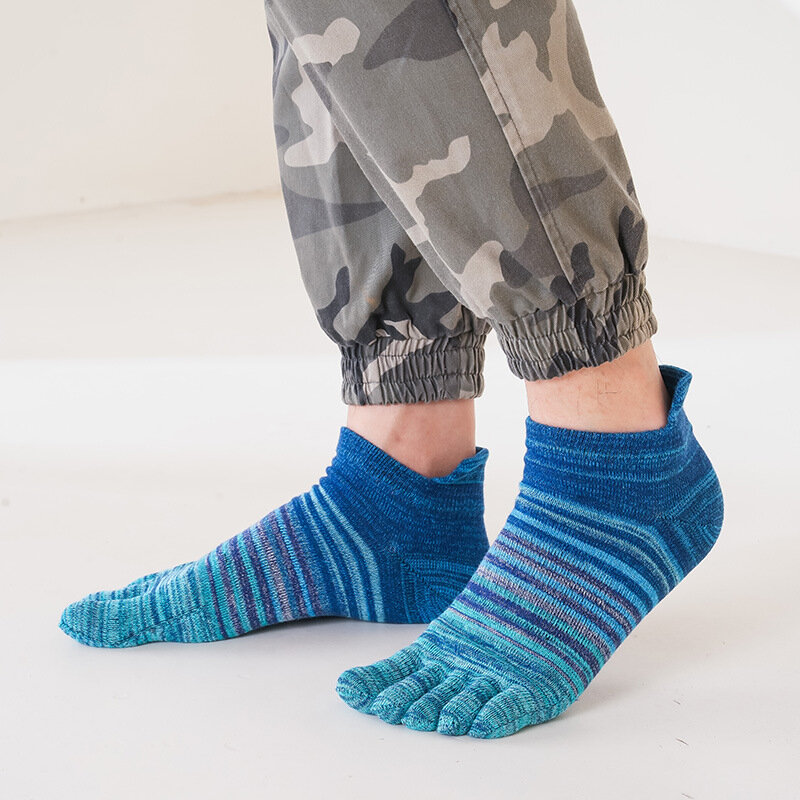 ถุงเท้ายาว5คู่ทำจากผ้าฝ้ายแท้ย้อนยุคมีแถบยาว5นิ้ว EUR43ลำลองปกป้องข้อเท้ามองไม่เห็น