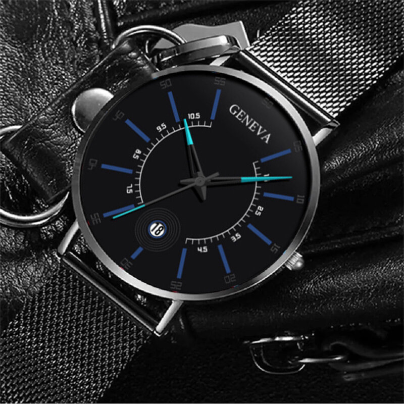 3 Stuks Set Mode Heren Ultra Dunne Eenvoudige Horloges Mannen Business Casual Hand Touw Ketting Roestvrij Staal Gaas Riem Quartz Horloge