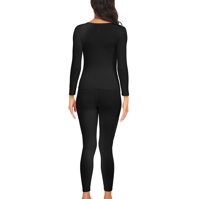 Thermal Underwear Set for Women Long Johns Base Layer Fleece Lined Soft Top Bottom 2 Pieces Set