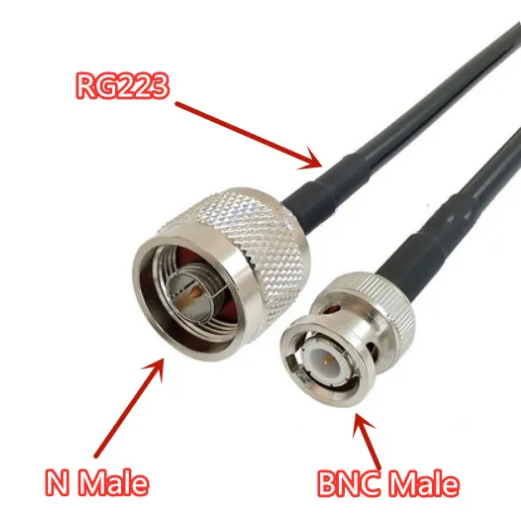 RG223 kabel perisai ganda kehilangan rendah N laki-laki ke BNC laki-laki RF koaksial 50-3 kabel Jumper