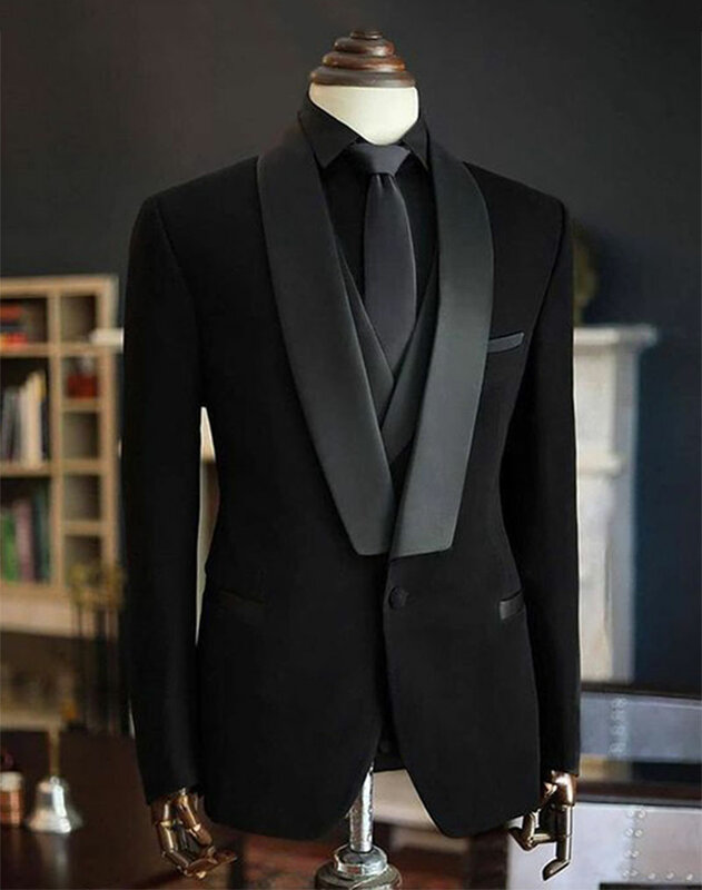 Men's Velvet Blazer Business Formal Shawl Neck Single button Blazer For Men's Clothing