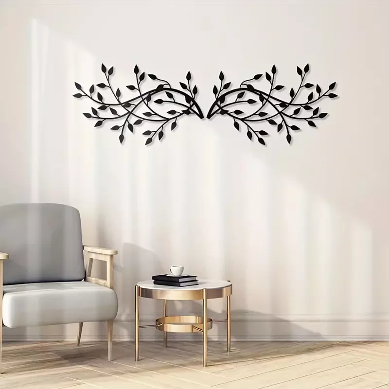 Dekorasi dinding pohon logam, 2 buah elegan daun dekorasi dinding untuk dekorasi dalam dan luar ruangan-sempurna untuk kantor, ruang tamu dan dekorasi rumah
