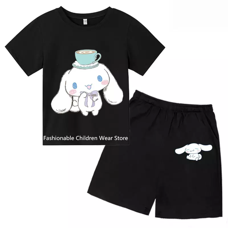 Cinnamoroll 2024 Chic Print Short Sleeve Outfits Children'S T-Shirt Fashionable Clothes For Boys Girls Summer Casual Outdoors