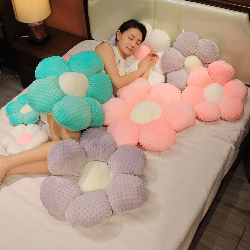 30-65cm Beautiful Colorful Flower Plush Pillow Chair Cushion Toy Soft Cartoon Plant Stuffed Sofa Office Nap Pillow Lovers Gift