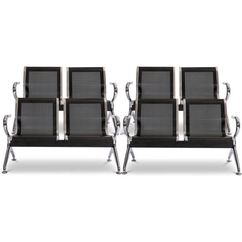 Reception Chairs Set of 4- Waiting Room Reception Chair 2-Seat Office Guest Chairs & Reception Chairs, Black