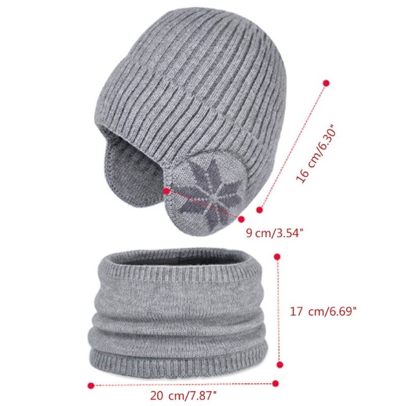 2PCS Children Inner Plush Trapper Hat with Neck Warmer Set Winter Kids Outdoor Cycling Climbing Hat Warm Trapper Hat Dropship