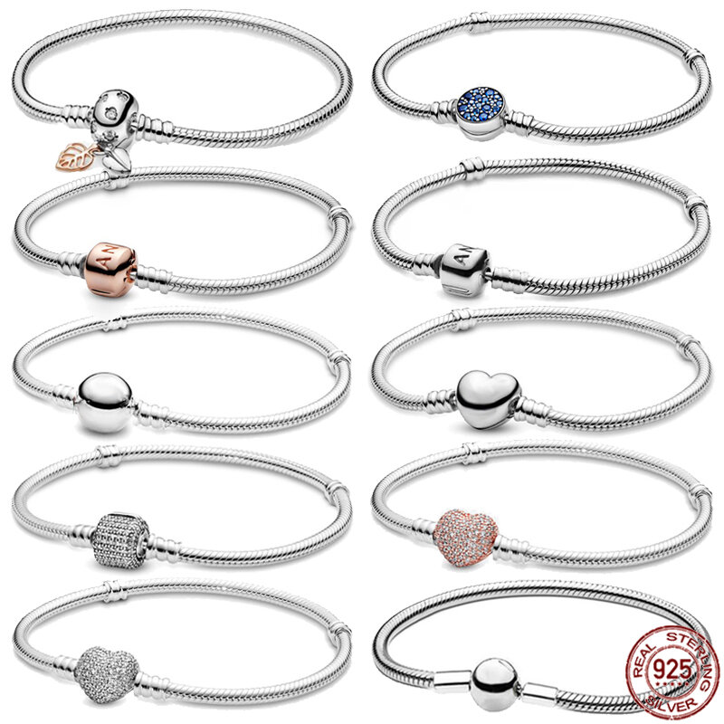 Hot selling 925 Sterling silver Classic Heart-shaped Bucket Buckle bracelet fits Design Original Charm beaded DIY Delicate Gifts