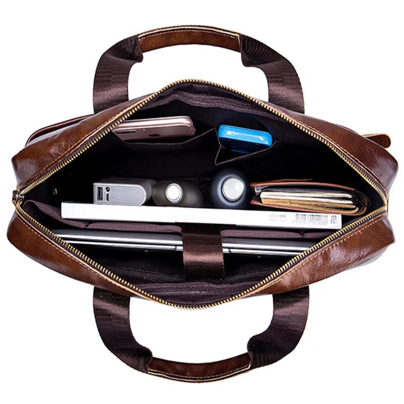 Портфель мужской из натуральной кожи, винтажный чемоданчик для ноутбука в деловом стиле, роскошный мессенджер через плечо