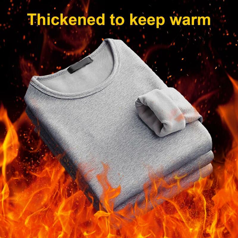 Ropa interior térmica para hombre, Jersey cálido forrado de felpa, camisetas elásticas de ajuste Regular, manga larga, Otoño e Invierno