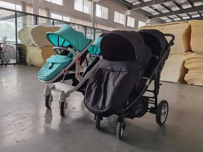 Cochecito de viaje 3 en 1 para bebés gemelos, carrito doble de aleación, ligero, de lujo, con asientos para coche